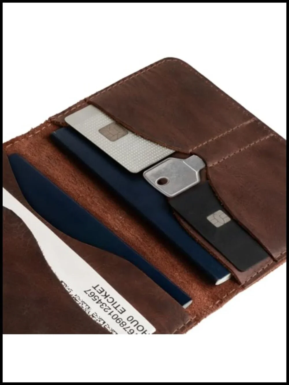 Full Grain Leather Passport Cover with ID Organizer and Key Holder